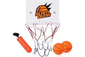 Grevosea Mini Canestro da Basket per Porta - Set da 4 Include Canestro per Interni, Ventosa, Piccola Palla e Pompa - per Bambini, Desktop e Bagno