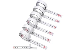 Zeawavsl Maßband Selbstklebend，6 Stück 1M/2M Skalenbandmaß Metrisches Stahllineal Weiß Maßband Selbstklebend ，Für Vermessung Vertikaler Objekte wie Werkbänke (Vorwärts, Rückwärts, Zentriert)