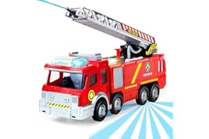 YongnKids Fire Engine Truck Toy for 3 4 5 6-9 Year Old Boys Girls, Real Fire Engine Vehicles for Children Educational Toys Gifts - Electric Fireman Truck with Lights & Sounds & Extending Ladder