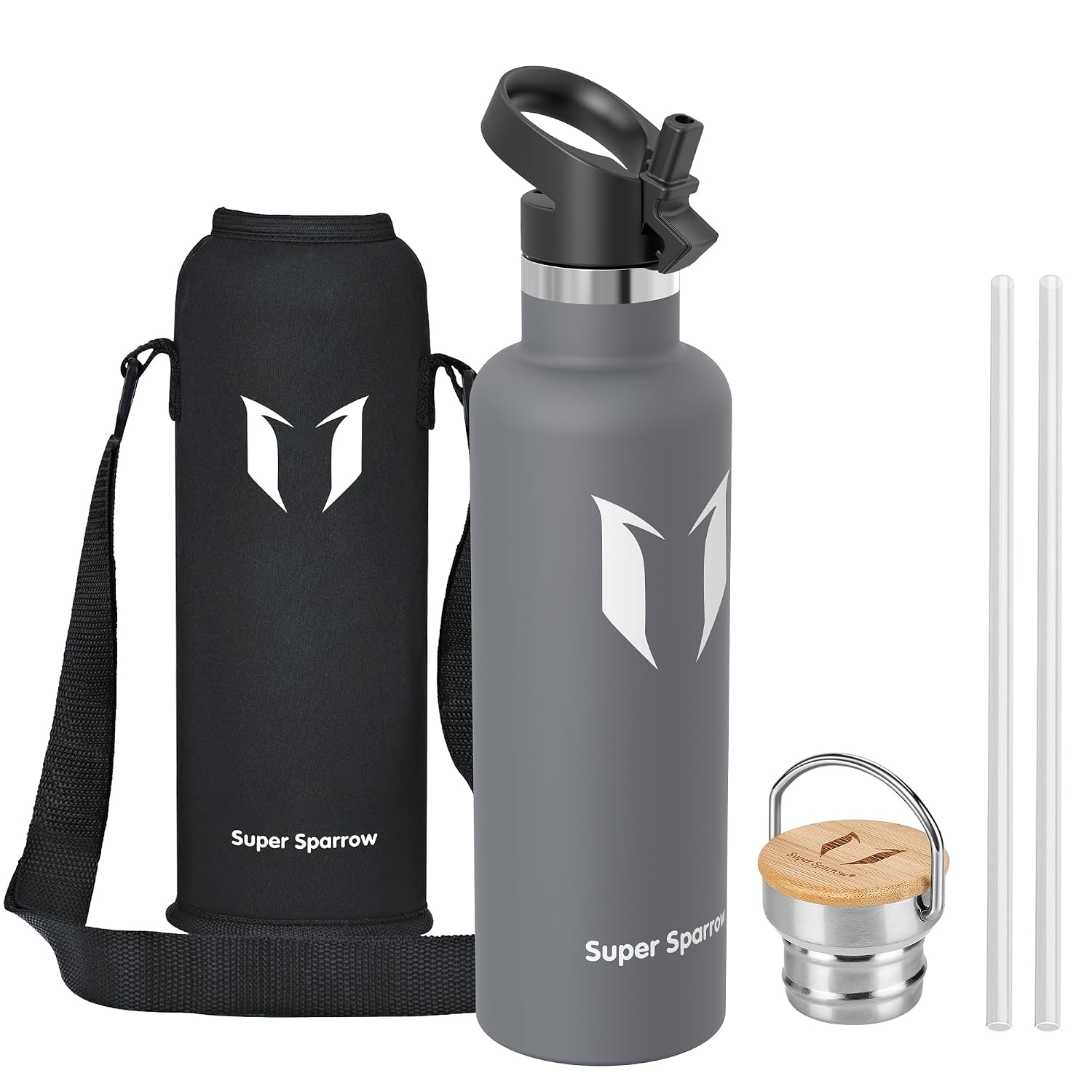 Super Sparrow Botella Agua Acero Inoxidable - Botella Agua Niños - 500ml/750ml/1L - Botella Termica Boca Estándar - Sin BPA, para Niños & Adultos, Deporte, Oficina, Yoga, Ciclismo