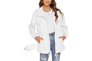 Rapbin Damen Regenjacke Leicht Wasserdicht Regenmantel Windbreaker Dünne Packbar Reisen Fahrrad Regenjacken Windjacke