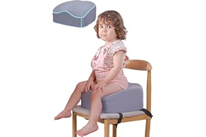 BABELIO Ergo-Designed Booster Seat for Kitchen Chair, Promote Proper Upright Posture, Toddler Booster Seat for Dining Table, Removable & Washable Cover, Suitable for 18 Months to 5 Years, Dark Grey