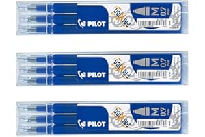 Pilot Frixion erasable pens refill, 9 refill bundle Blue color gel ink fine point 07 (Blue)