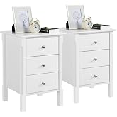 Yaheetech 2pcs White Wooden Bedside Tables with Three Drawers | Bedside Table Modern Style Side Tables for Bedroom Living Roo