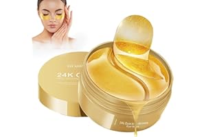 MELARQT Augenpads, Eye Pads Gegen Augenringe Entfernen Augenmaske Eye Patches Männer Hyaluron Kollagen Feuchtigkeit Spendende für Puffiness Feine Linien Tränensäcke Gold Maske Eye Treatment Mask, 60pcs