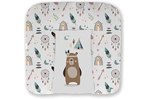 Kikido Wickelauflage 75x70 cm - Teddy - Baby Wickelauflagen Wasserfest, Abwaschbar und Pflegeleicht - Wickelunterlage Weich Tragbare, Leicht zu Reinigen - Universal-Wickelauflage 70x75
