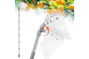 FACHMACH 4.2M Apple Picker with Telescopic Handle, Fruit Picker Tool with Basket, Adjustable Head, Lightweight Apple Tree Picker Tool, Easy to Assemble, Aluminium Pole & Fabric Bag for Easy Harvesting