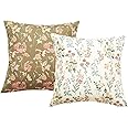 Mistyblue Waterproof Cushion Covers for Outdoor, Vintage Style Throw Pillow Covers, Pack of 2 Pillow Cases for Patio Garden Balcony Sofa Couch, Floral Pattern Cushion Cover Set (Patio Floral)