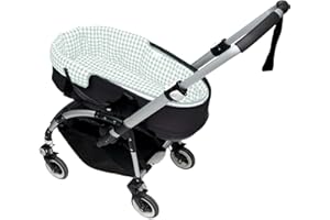 NENEL Cubre capazo o Funda para capazo Compatible con Bugaboo Bee Acolchada + sábana Bajera (Vichy Menta)