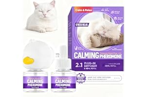 MOSKILA Diffusore Feromoni per Gatti 2 in 1, Calmante per Gatti Ideale per Antistress, Sostegno in Caso di Ansia, Stress e Altri Comportamenti, Adatto per Casa, Viaggi e attività All'Aperto