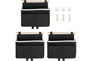 SHMSHNG 3 Stück Hängeorganizer, hängeaufbewahrung, wandorganizer, tür organizer, Leinen aufbewahrung hängend für Home, Office, Bad, Kinderzimmer (Schwarz)