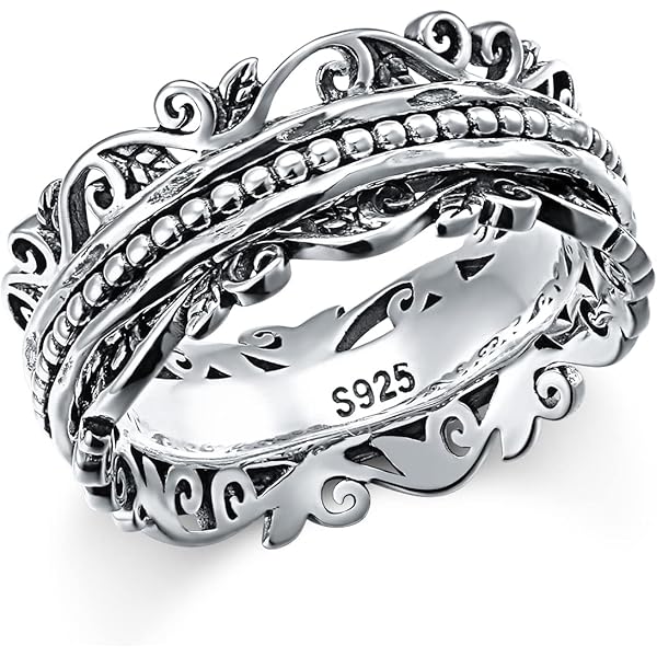 Silver N Rock Spinner Band Ring 925 Sterling Silver Spinner Ring Men