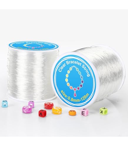 YUFFQOPC Filo elastico per gioielli, 0,8 mm x 100 m, filo di perle trasparente, elastico per bracciali, hobby, filo di nylon antistrappo, ideale per gioielli di perle