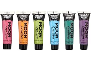 Moon Creations Tuben für Gesichts- und Körperbemalung, Brights-Set, gebrauchsfertige Gesichtsfarbe, ohne Flocken, tierversuchsfrei, Gesichtsfarbe, Feste, Halloween für Kinder, Erwachsene (grün)