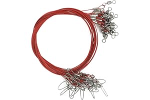 MILEPETUS 45,4 kilogram très résistant en acier inoxydable Fil de pêche Fonde, des Leaders de ligne de pêche avec émerillons et se fixe, 20 Pcs