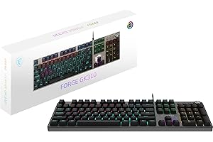 MSI FORGE GK310 Clavier Gaming Mécanique FR - AZERTY, Switches Red (Linéaires) interchangeables, Touches Ergonomiques, LED RGB 20 Modes, Capot magnétique Amovible, USB 2.0 - Pleine Taille