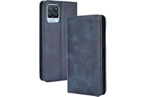 GOKEN Skórzane foliowe etui do Realme 8 Pro / Realme 8 4G (6,4"), magnetyczne zamknięcie pełna ochrona styl książkowy portfel z klapką z [podpórką] i [przegródkami na karty], etui PU / TPU obudowa telefonu (niebieski)