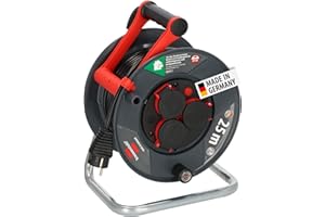 Brennenstuhl Enrollacables Garant V2 IP44 25m exterior (Made in Germany, 3 tomas de corriente con contacto de puesta a tierra, plástico especial)