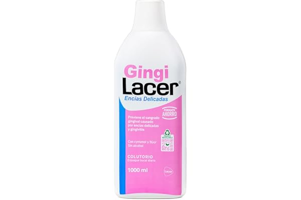 Lacer GINGI - Colutorio 1000 ml, Enjuague Bucal, Uso Diario, Boca Sana y Protegida, Previene la Caries y la Placa Dental, Limpia en Profundidad, Idónea para Pacientes Diabéticos
