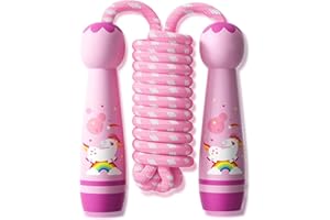 GrueGard Corde à Sauter Enfant – Corde réglable pour filles et garçons, corde en coton avec poignées en bois, idéale dès 6/8/10 ans, jeu Jump Rope intérieur & extérieur