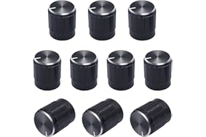 Taiss 10 pezzi Manopole potenziometro Manopole chitarra nero 6 mm Albero zigrinato Inserto diam. Manopola interruttore 15mm Diax17mm Altezza, Knob-HL-15X17mm