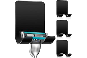 Caianwin 4 sztuk haki naklejki ze stali nierdzewnej - uchwyt do golenia prysznic ze stali nierdzewnej bez wiercenia, uchwyt brzytwy naklejki nadaje się do ściany łazienka sufit kuchnia(czarny)