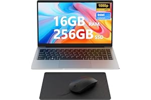 MAXLEGEN PC Portatile 14 Pollice Notebook, CPU Celeron N4120, 256GB SSD, RAM 16GB DDR4, Display 14,1" FHD 1920 * 1080 IPS, 2.4G/5G WiFi, Doppi altoparlanti, Computer Portatile con Mouse, Tappetino per mouse