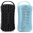 Zollyss Silicone Body Scrubber, 2 in 1 Shower and Scalp Massager Shampoo Brush, Soft Silicone Loofah for Sensitive Skin, Double-Sided Body Brush, Lathers Well, Gentle Exfoliating (Black) (Pack Of 1)