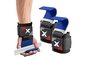 XN8 SPORTS XN8 Weight Lifting Hooks Straps Pair, Neoprene Padded Wrist Wrap Non-Slip Rubber Coated Hooks, Weightlifting Grip Deadlift Powerlifting Chin Pull Up Exercise Fitness Training Bodybuilding Gym Workout