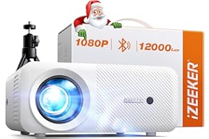 Proyector Portatil Bluetooth con Tripode, 12000 Lumens 1080P Videoproyector, iZEEKER Mini Proyector Cine en Casa para iOS/Android/PC/TV Stick/HDMI/USB/PS5/XBOX