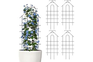 ARIFARO Garden Trellis 24 Inch/61 cm 4 Pack Metal Plant Trellis Climbing Plants Trellis for Indoor & Outdoor, Garden Trellis for Potted Plant, Climbing Vine, House Plants, Rose Bushes, Peas, Black