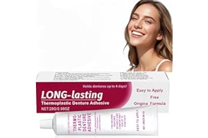 MUBUNI 28G Thermoplastic Denture Adhesive Cream,Thermoplastic Lasting Super Hold Denture Adhesive,Comfortable Non Glue Long Holding Denture,Comfort Stability False Teeth Adhesive,Dentu/re Adh/esive Repair