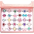 PinkSheep Princess Jewel Rings, 36PCS, Adjustable, No duplication, Girl Pretend Play and Dress Up Rings