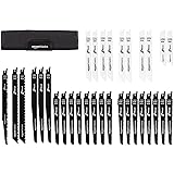 Amazon Basics - Set di lame per sega a gattuccio, con tasca organizer, 32 pezzi, Bianco E Nero, 15,2 x 1,9 cm