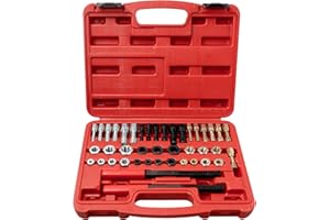 Xaztr 42Pcs Thread Chaser Set, Thread Restorer Kit Rethread Repair Tool UNC UNF & Metric Thread Chaser Set with 21 Rethreading Dies,19 Rethreading Taps, 2 SAE Thread Files