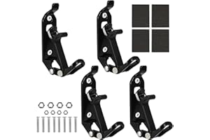 NQEUEPN 4pcs Support de Pelle pour Galerie de Toit, Pinces Barres Toit Caoutchouc Métallique avec Vis et Patch Antidérapant Support Pelle Hors Route Support Mural pour Barres Toit, Bateaux, Camions