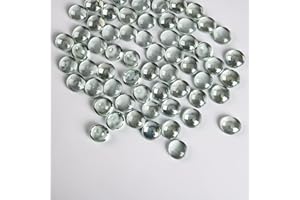 Hisredsun Lot de 290 Galets en Verre, 1350g Galets Plats, Perles Plates en Marbre, Pierres De Remplissage De Vase, Galets De Verre Artificiels, Pot De Fleurs, Aménagement Paysager