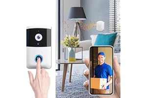 Mokeum Kabellose Türklingelkamera, 2024 neue kabellose Video-Türklingel, unterstützt Videosprechen, Nachtsicht, Besucheraufnahme, Sprachwechsel mit sofortigen Benachrichtigungen am Telefon (Weiß)