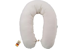 sei Design Stillkissen Mikroperlen XXL Lagerungskissen Schwangerschaftskissen Seitenschläferkissen 190x30 cm groß (Bezug Teddy Plüsch Natur, Füllung EPS Mikroperlen)