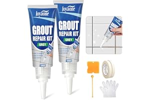 JOYAONE Set di riparazione per piastrelle, penna bianca ad asciugatura rapida, per fughe, per bagno, doccia, pavimenti e pareti (Grigio 100g*2)