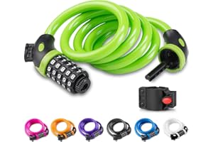 Opaza Candado de Bicicleta, Seguridad Candado de Cable Mejor Combinación con Flexible Montaje Cable de Bloqueo Antirrobo Alta Seguridad para La Bicicleta al Aire Libre 1.2m X12mm (Verde)