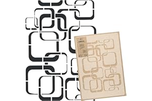 NAKLEO Plantilla Reutilizable Plástico Pared – 59x95cm - Geométrico Retro Redondeado Cuadrado - Grande Papel pintado Patrón Pintura DIY Bricolaje Artesanía - Tela Muebles Madera Lienzo