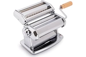 Imperia IPasta Ligne Classique. Machine à pâtes. Fabriqué en Italie. Machine à pâtes fraîches en acier. Laminoir manuel avec manivelle. Crée une feuille pour Lasagnes, Tagliolini, Fettuccine.