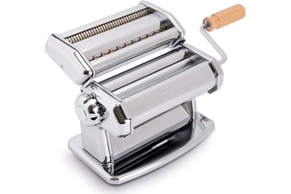 Imperia IPasta Ligne Classique. Machine à pâtes. Fabriqué en Italie. Machine à pâtes fraîches en acier. Laminoir manuel avec manivelle. Crée une feuille pour Lasagnes, Tagliolini, Fettuccine.
