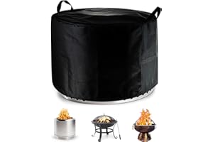 SheeChung Fire Pit Cover for Solo Stove Bonfire 22"D x 16"H Outdoor Smokeless Firepit-Round Waterproof 600D Polyester Shelter,Air Vents,Anti-UV&Tear Resistant-Fits 19-22 inch Gas Fire Pits/Table Black
