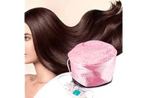 LIARTY Gorro de Spa para Pelo impermeable, Gorro para Mascarilla Capilar con Calefacción, Cuidado de Cabello Vapor Belleza Sombrero Gorro para Cabello Seco, Cabello Dañado, Rosa