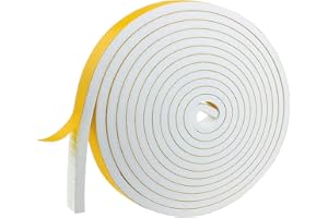 NAVK - Nastro sigillante autoadesivo in gomma, 12 mm x 6 mm, 5 m, per porte, finestre, bagno, doccia, anti-rumore e collisione, colore: bianco