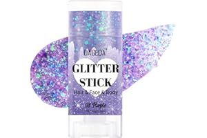 Prreal Bâton à paillettes pour le corps, maquillage en gel pailleté pour le visage, holographique, paillettes, sirène, tenue rave, accessoires de festival, violet