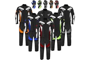 PROFIRST Waterproof Motorbike Motorcycle 2 Piece Full Suit with Gloves Cordura Fabric Armoured Motorbike Suit