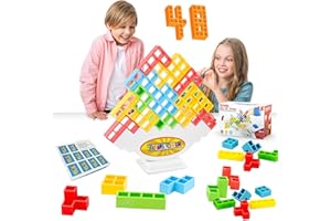 CHANCCI 48 PCS Tetra Tower Balance Game, Swing Stack High Jouets D'équilibre Jeu de Construction Montessori Jouets éducatifs Cadeaux d'anniversaire pour Garçons et Filles